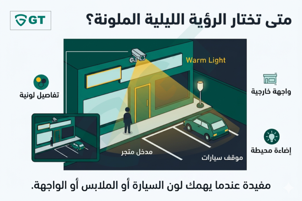 كاميرا مراقبة برؤية ليلية ملونة لمراقبة مدخل خارجي أو موقف سيارات