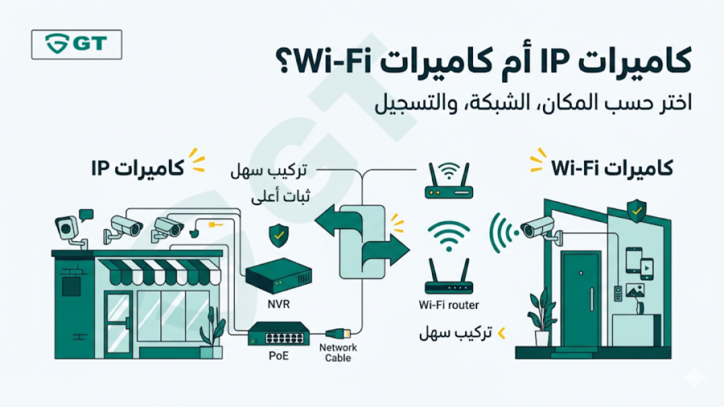 مقارنة بين كاميرات IP وكاميرات Wi-Fi لاختيار نظام مراقبة مناسب للمنزل أو المتجر