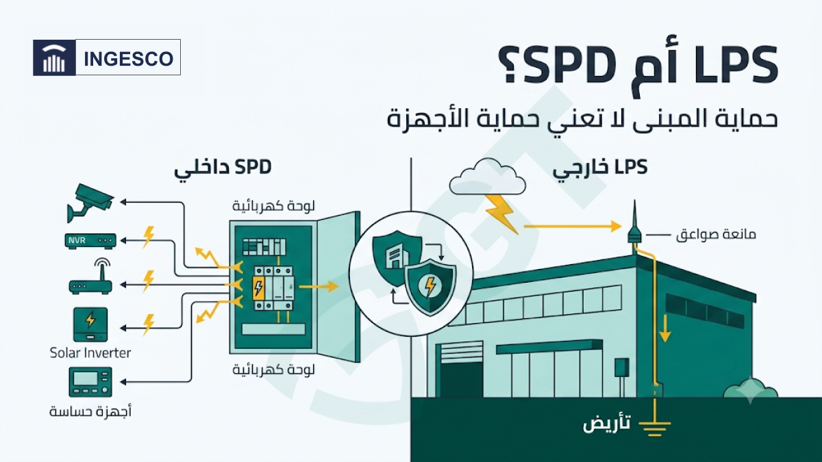 الفرق بين نظام الحماية من الصواعق LPS ومانع زيادة الجهد SPD لحماية المبنى والأجهزة